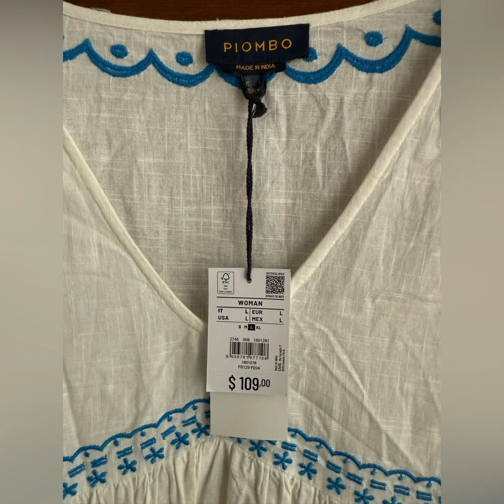 Piombo 100% Cotton Embroidered Mini Dress 🌊 - Picture 4 of 8